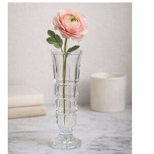 Italian Clear Glass Bud Vase – Tall Fluted Borgonovo Vase – Minimalist European